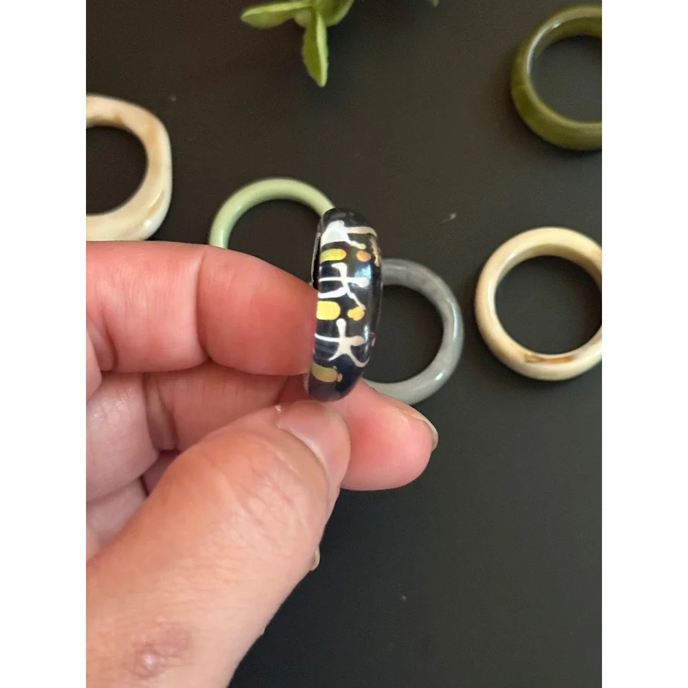 Chunky Resin Acrylic Ring Bundle Y2K Retro Stacking Rings Set Size 7-7.5